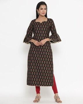 floral print straight kurta