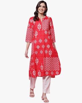 floral print straight kurta