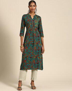 floral print straight kurta