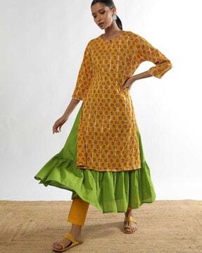 floral print straight kurta