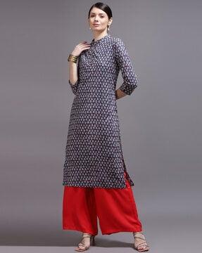 floral print straight kurta