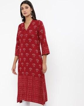 floral print straight kurta