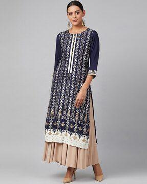 floral print straight kurta