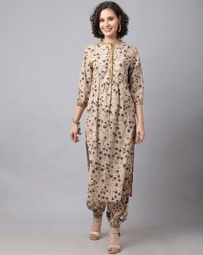 floral print straight kurta