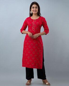 floral print straight kurta