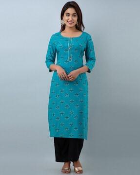 floral print straight kurta