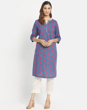 floral print straight kurta