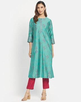 floral print straight kurta