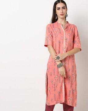 floral print straight kurta