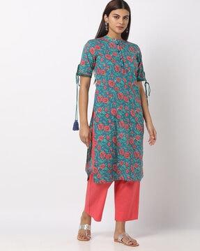 floral print straight kurta