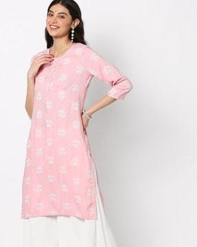 floral print straight kurta