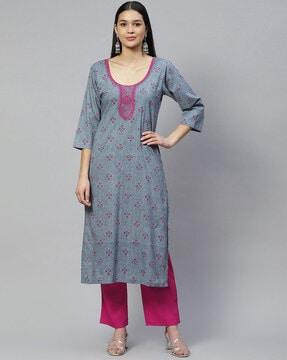 floral print straight kurta