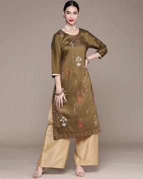 floral print straight kurta