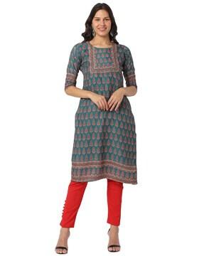 floral print straight kurta