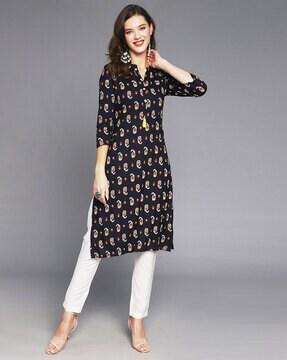 floral print straight kurta