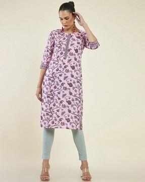 floral print straight kurta