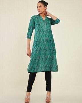 floral print straight kurta