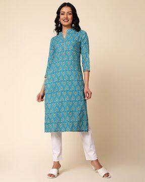 floral print straight kurta