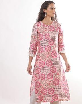 floral print straight kurta