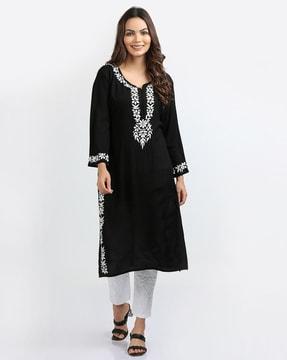 floral print straight kurta