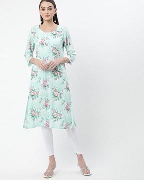 floral print straight kurta