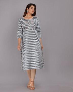 floral print straight kurta