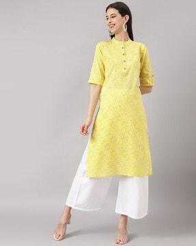 floral print straight kurta