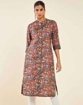 floral print straight kurta