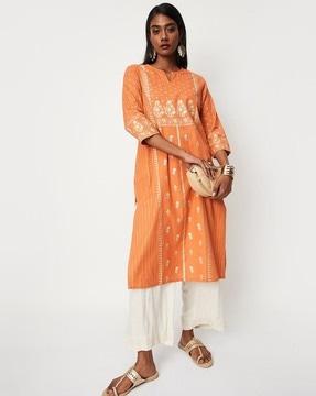 floral print straight kurta