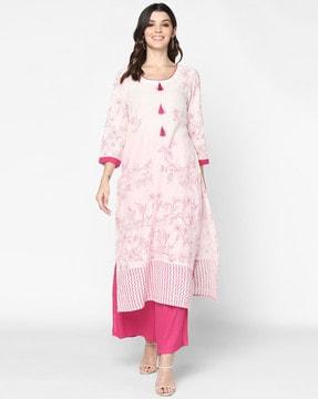 floral print straight kurta