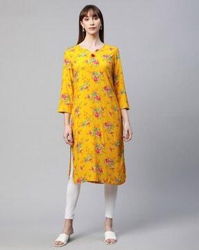 floral print straight kurta