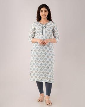 floral print straight kurta