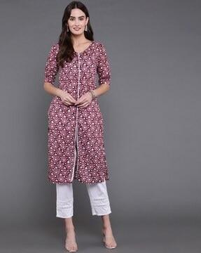 floral print straight kurta