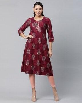 floral print straight kurta