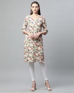 floral print straight kurta