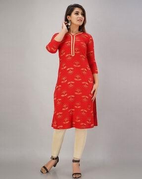 floral print straight kurta