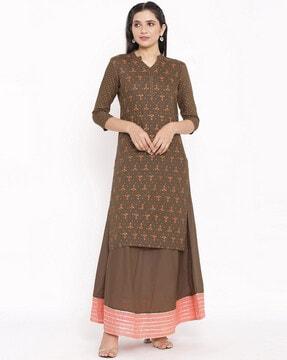 floral print straight kurta