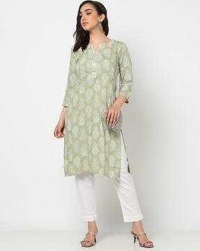 floral print straight kurta