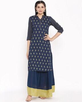 floral print straight kurta