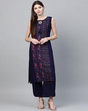 floral print straight kurta