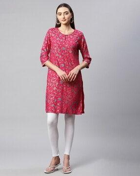 floral print straight kurta