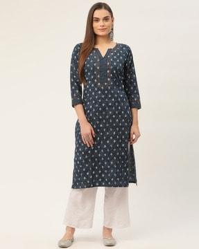 floral print straight kurta