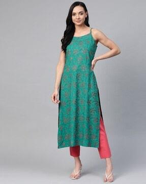 floral print straight kurta