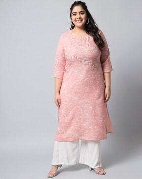 floral print straight kurta