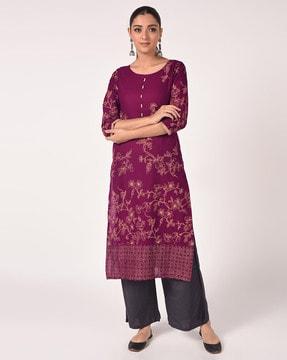 floral print straight kurta