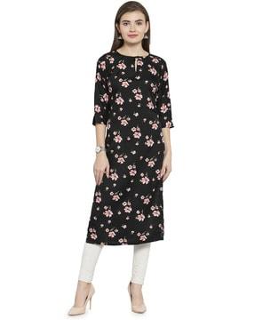 floral print straight kurta