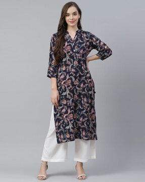 floral print straight kurta