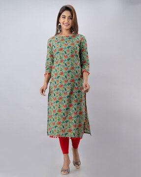 floral print straight kurta