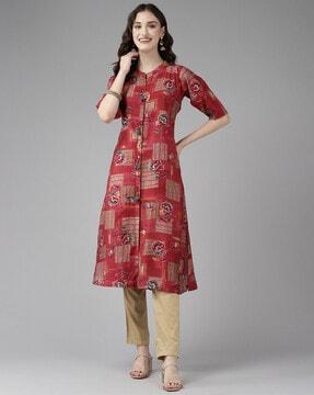 floral print straight kurta