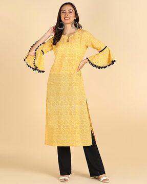 floral print straight kurta